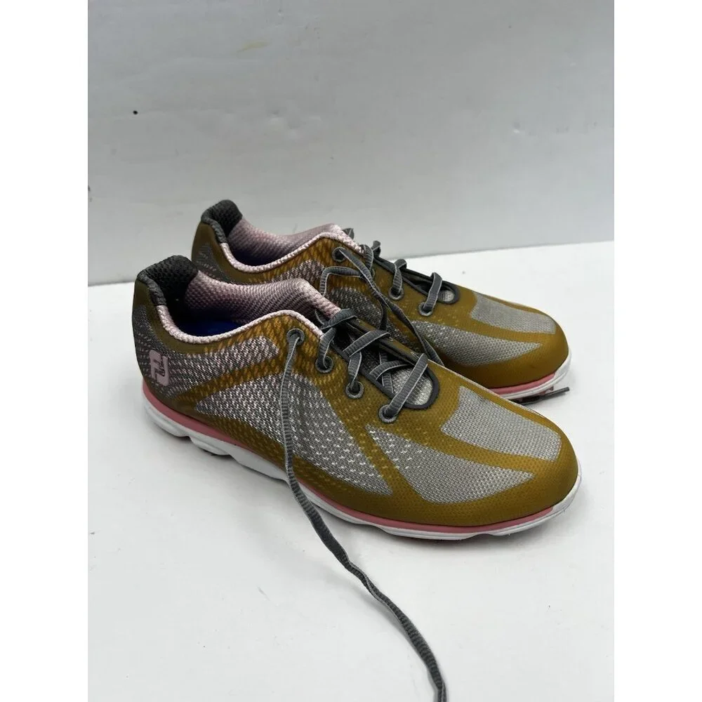FootJoy Women's FJ 98000 EmPower Pink/Grey/Gold Spikeless Golf Shoes Sz 8 M